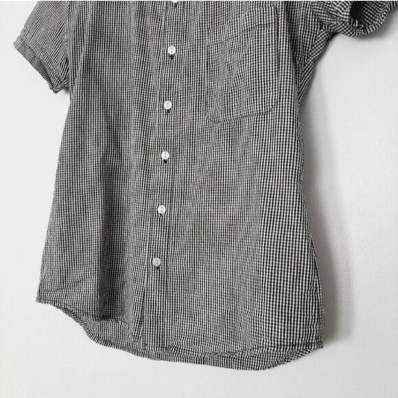 AMERICAN APPAREL Black & White Short Sleeve Gingham Button Down Shirt Top Sz XXS - Picture 4 of 11